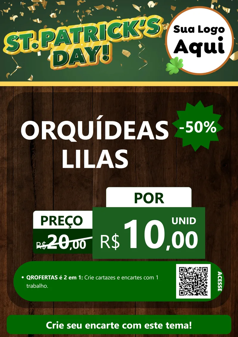 Modelo de Cartaz para Cartaz A4 Vertical com o tema St Patriks Day para Floricultura e jardim