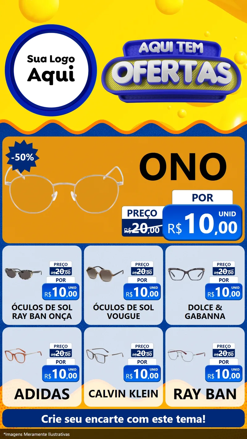 Modelo de Rede Social para Stories com o tema Aqui Tem Ofertas para Óticas