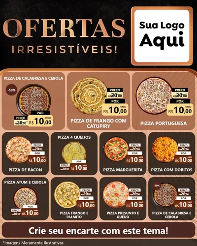 Modelo de Rede Social para Feed Instagram com o tema Ofertas Irresistíveis! para Pizzaria