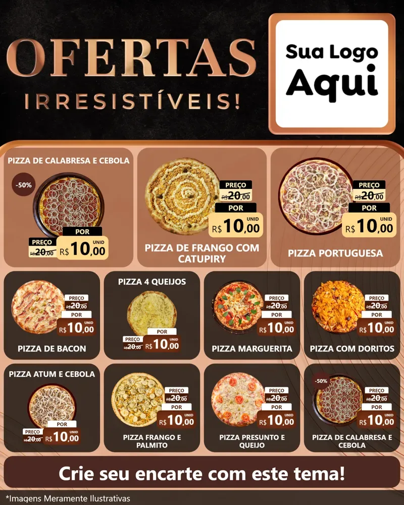 Modelo de Rede Social para Feed Instagram com o tema Ofertas Irresistíveis! para Pizzaria