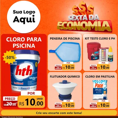 Modelo de Rede Social para Feed Facebook com o tema Sexta da Economia para Produtos para Piscina