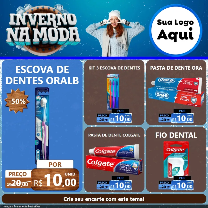 Modelo de Rede Social para Feed Facebook com o tema Inverno na Moda para Higiene Pessoal