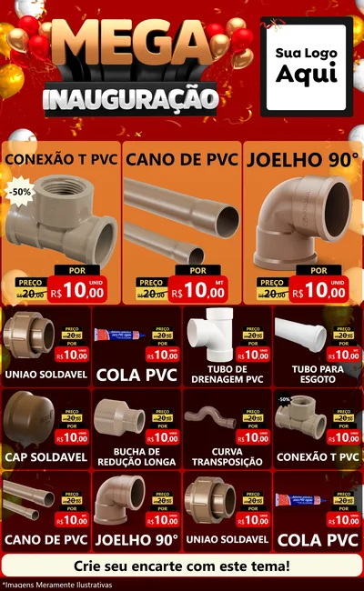 Modelo de Encarte para Encarte Grande com o tema Mega Inauguração para Tubos e conexões