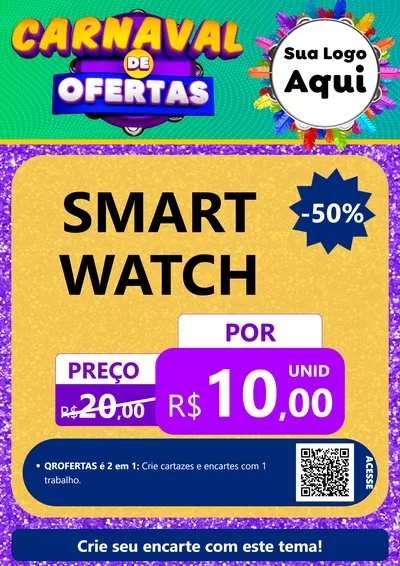 Modelo de Cartaz para Cartaz A4 Vertical com o tema Carnaval de Ofertas para Informática