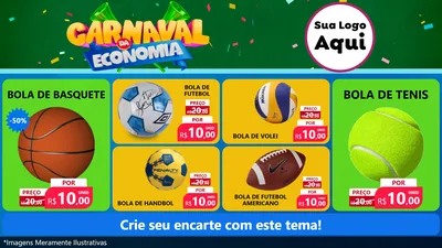 Modelo de TV para TV Horizontal com o tema Carnaval da Economia para Artigos Esportivos