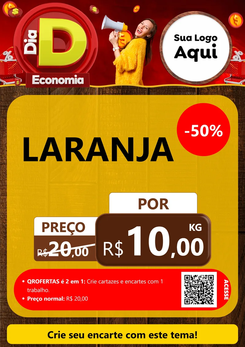 Modelo de Cartaz para Cartaz A4 Vertical com o tema Dia D Economia para Hortifrúti
