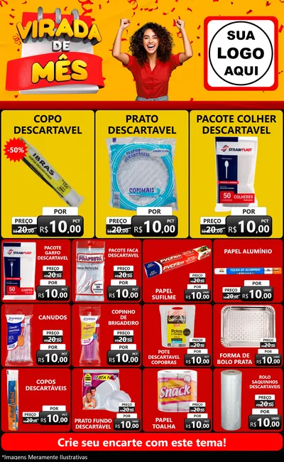 Modelo de Encarte para Encarte Grande com o tema Virada de Mês para Embalagens