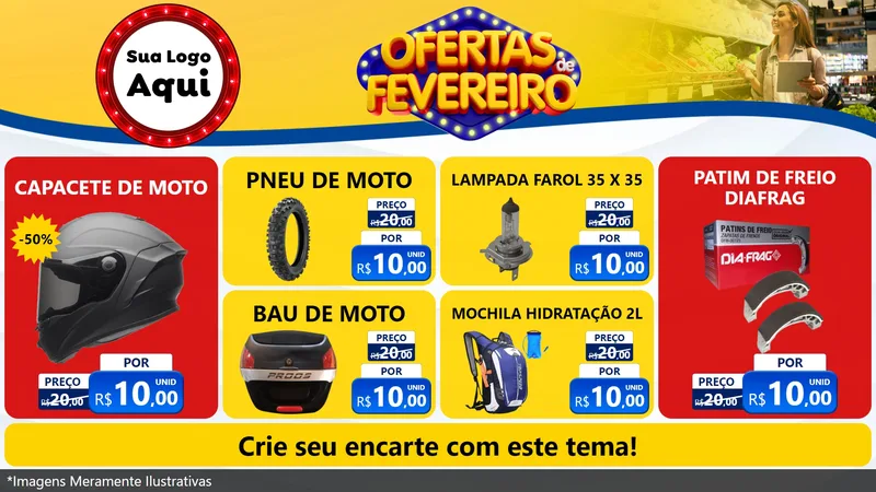 Modelo de TV para TV Horizontal com o tema Ofertas de Fevereiro para Moto peças