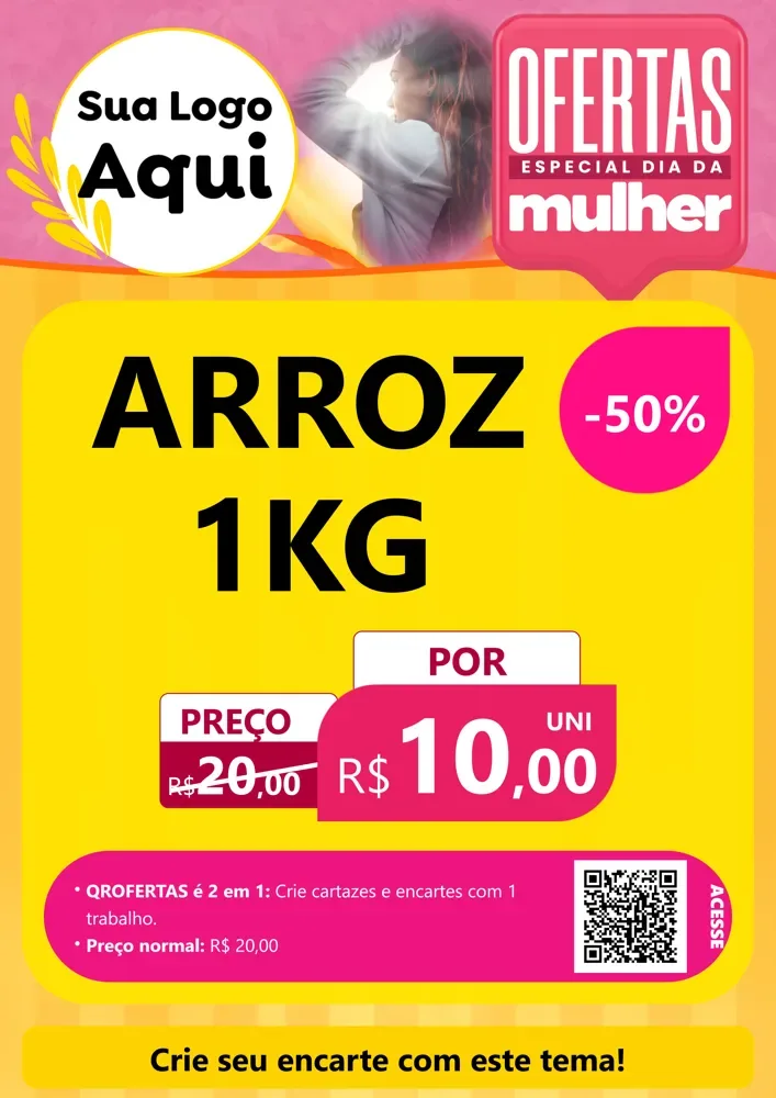 Modelo de Cartaz para Cartaz A4 Vertical com o tema Ofertas - Especial Dia Das Mulheres para Supermercado