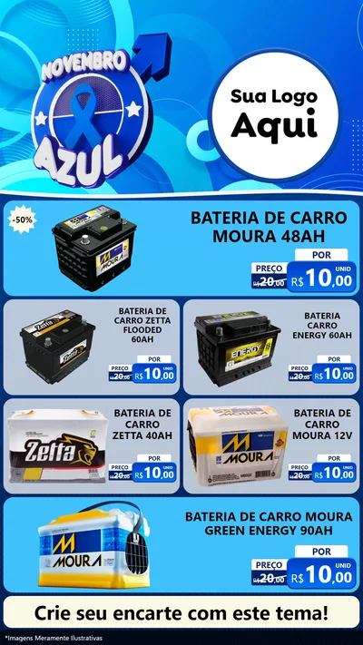Modelo de TV para TV Vertical com o tema Novembro Azul para Baterias Elétricas