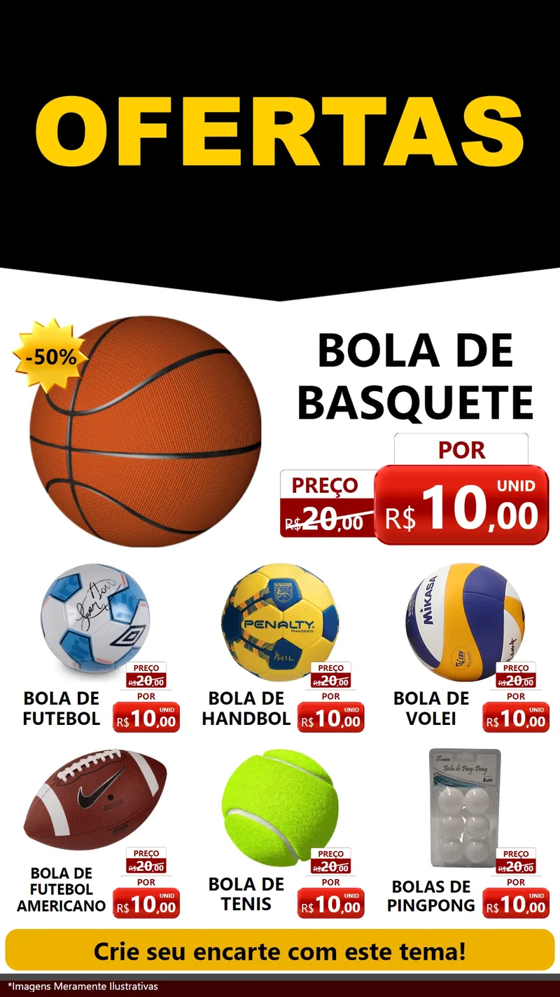 Modelo de Rede Social para Stories com o tema Ofertas Preto e Vermelho Cartaz para Artigos Esportivos