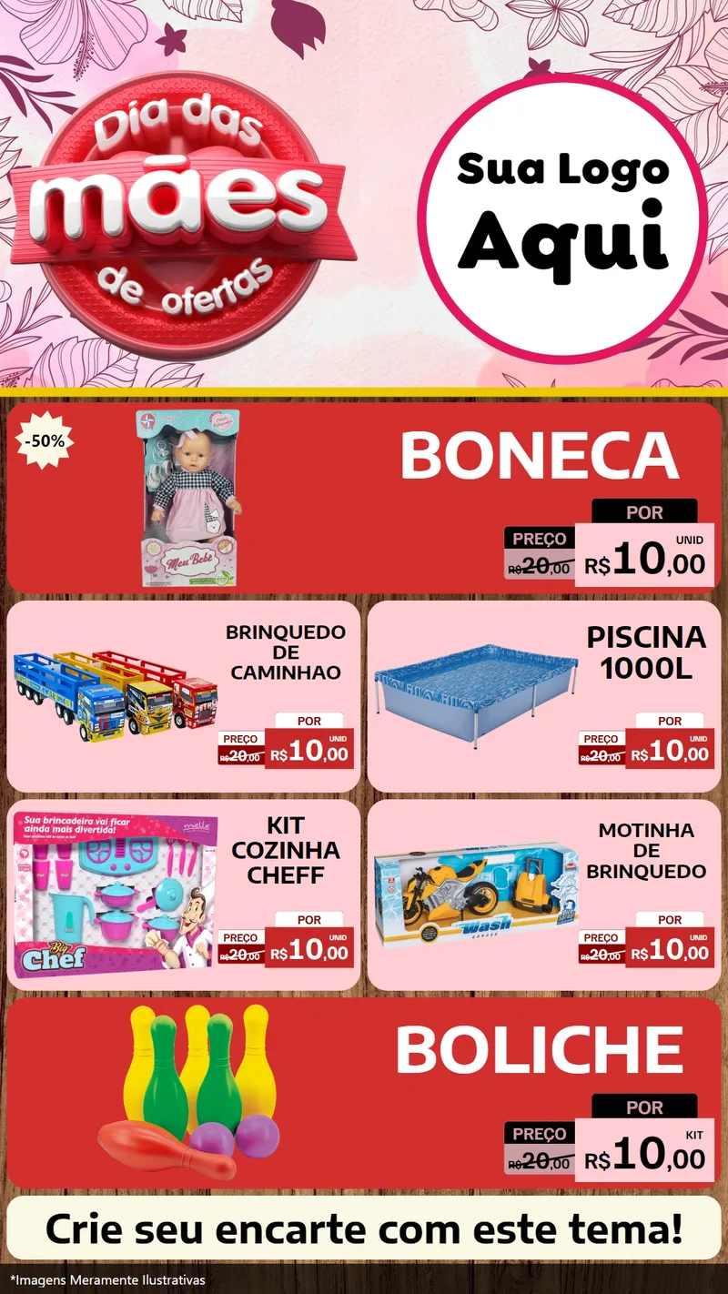 Modelo de TV para TV Vertical com o tema Dia Das Mães De Ofertas para Brinquedos