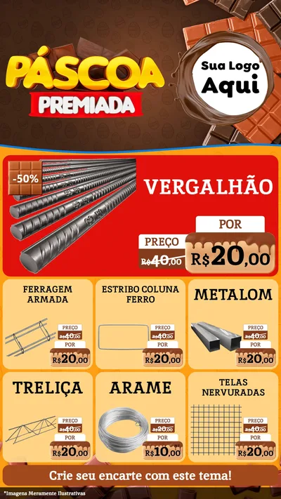 Modelo de Rede Social para Stories com o tema Páscoa Premiada para Ferragens