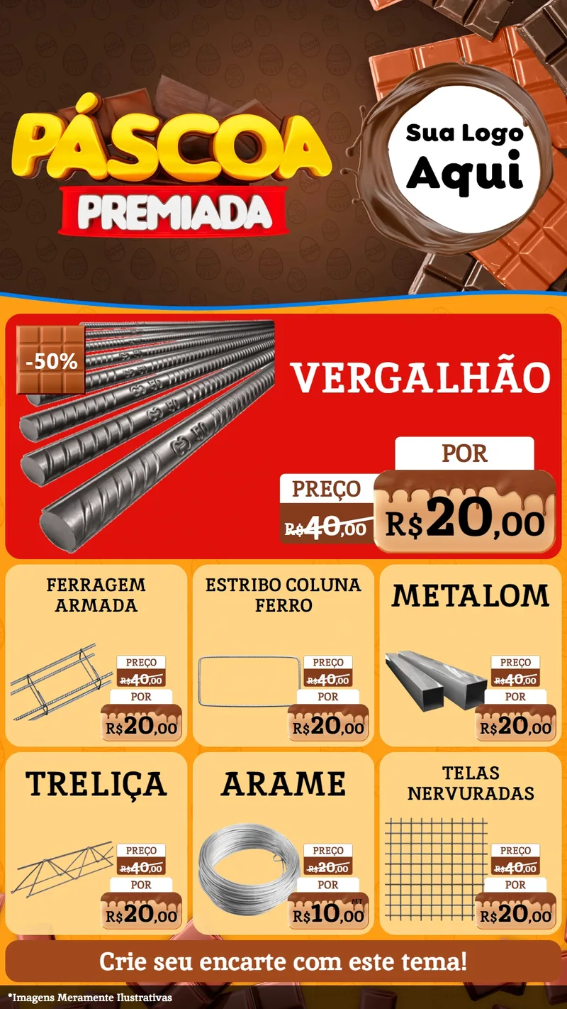 Modelo de Rede Social para Stories com o tema Páscoa Premiada para Ferragens