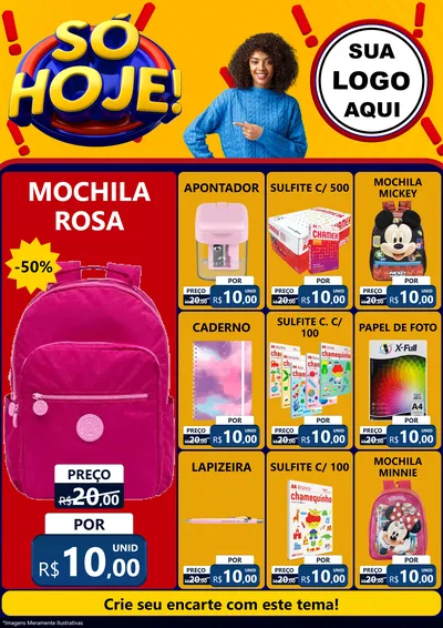 Modelo de Encarte para Encarte A4 Vertical com o tema Só Hoje! para Papelaria