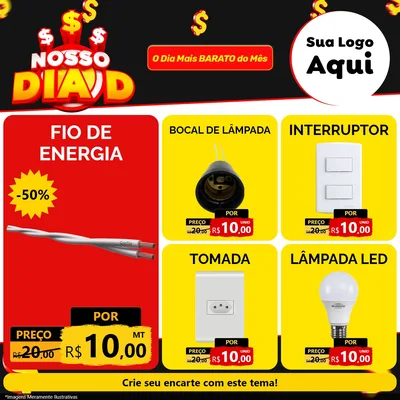 Modelo de Rede Social para Feed Facebook com o tema Nosso Dia D para Materiais Elétricos