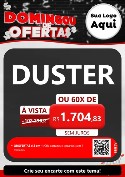 Modelo de Cartaz para Cartaz A4 Vertical com o tema Domingou de Ofertas para Concessionaria de Carros