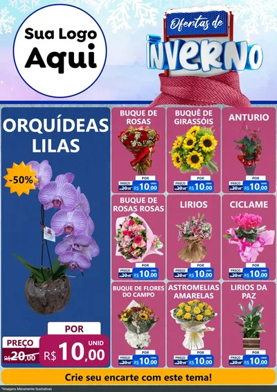 Modelo de Encarte para Encarte A4 Vertical com o tema Ofertas de Inverno para Floricultura e jardim
