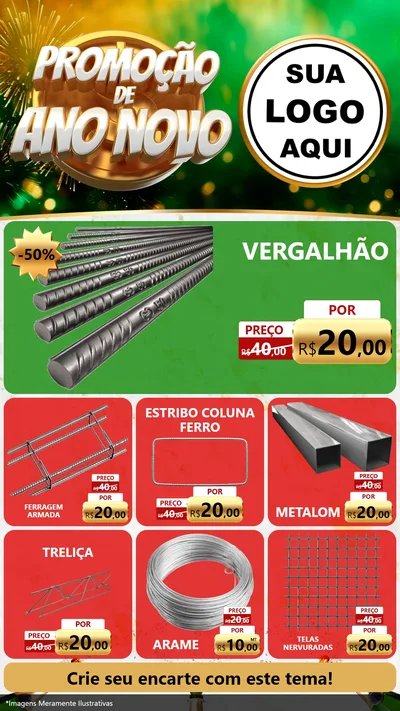 Modelo de Rede Social para Stories com o tema Promoção de Ano Novo para Ferragens