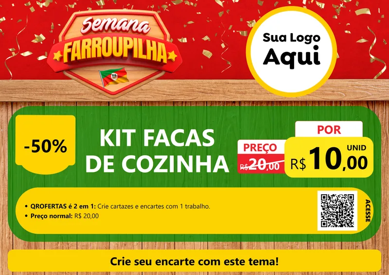 Modelo de Cartaz para Cartaz A4 Horizontal com o tema Semana Farroupilha para Utilidades Domésticas