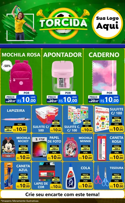 Modelo de Encarte para Encarte Grande com o tema Torcida para Papelaria