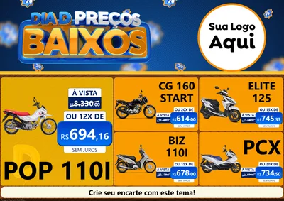 Modelo de Encarte para Encarte A4 Horizontal com o tema Dia D Preço Baixo para Concessionaria de Motos
