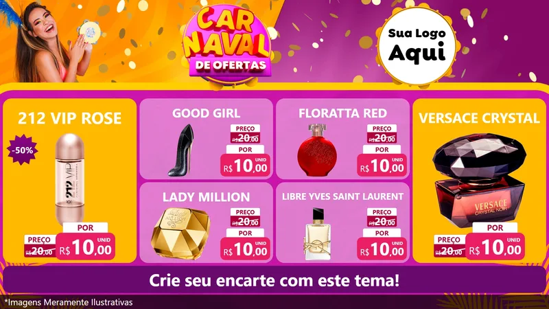 Modelo de TV para TV Horizontal com o tema Carnaval de Ofertas para Perfumes