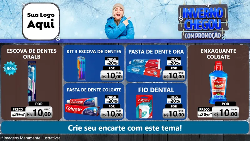 Modelo de TV para TV Horizontal com o tema Inverno Chegou Com Promoção para Higiene Pessoal