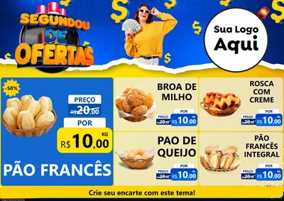Modelo de Encarte para Encarte A4 Horizontal com o tema Segundou de Ofertas para Padaria