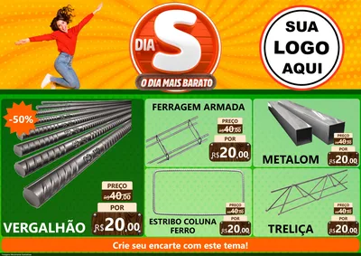 Modelo de Encarte para Encarte A4 Horizontal com o tema Dia S - O Dia Mais Barato para Ferragens