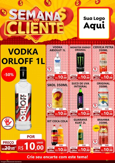 Modelo de Encarte para Encarte A4 Vertical com o tema Semana do Cliente para Distribuidora de bebidas