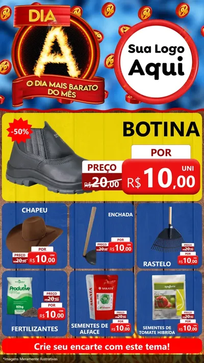 Modelo de Rede Social para Stories com o tema Dia A - O Dia Mais Barato Do Mês para Agropecuária
