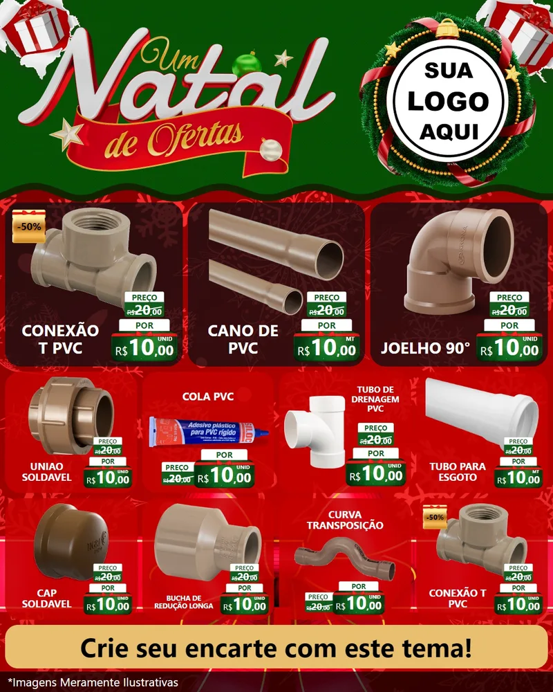 Modelo de Rede Social para Feed Instagram com o tema Um Natal de Ofertas para Tubos e conexões