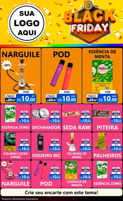 Modelo de Encarte para Encarte Grande com o tema Black Friday para Tabacaria