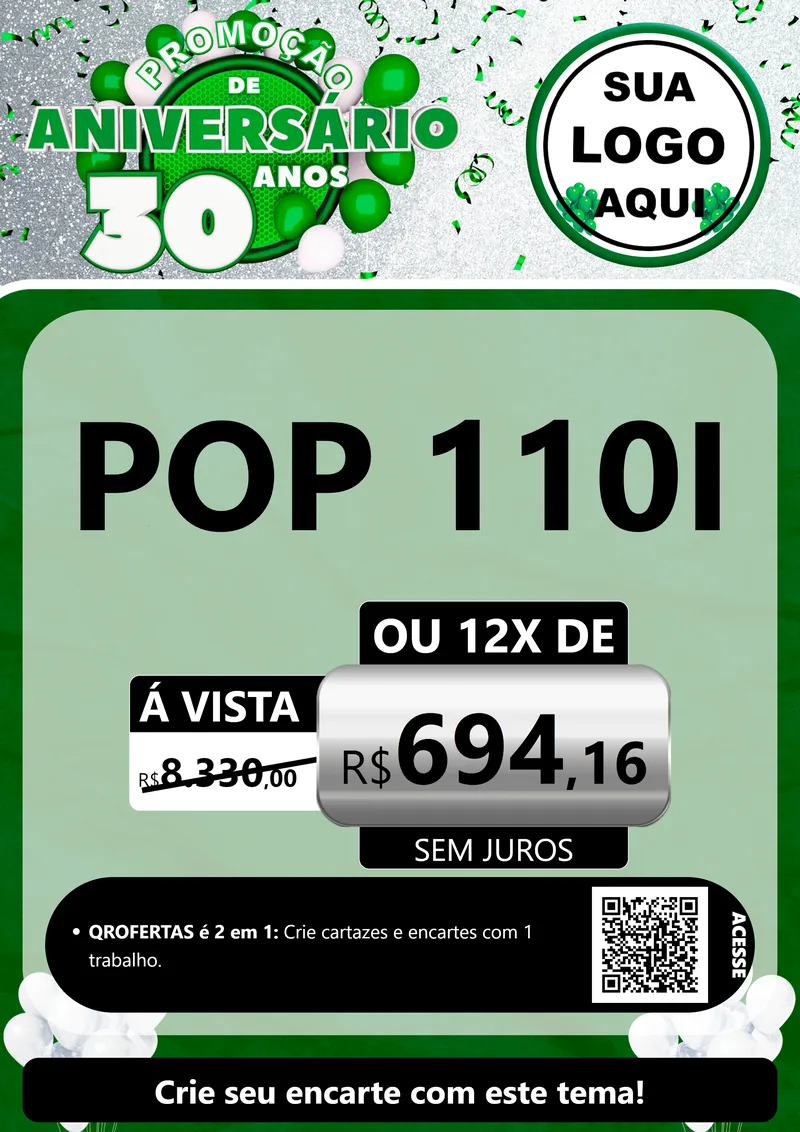 Modelo de Cartaz para Cartaz A4 Vertical com o tema Promoção de Aniversário - 30 Anos para Concessionaria de Motos