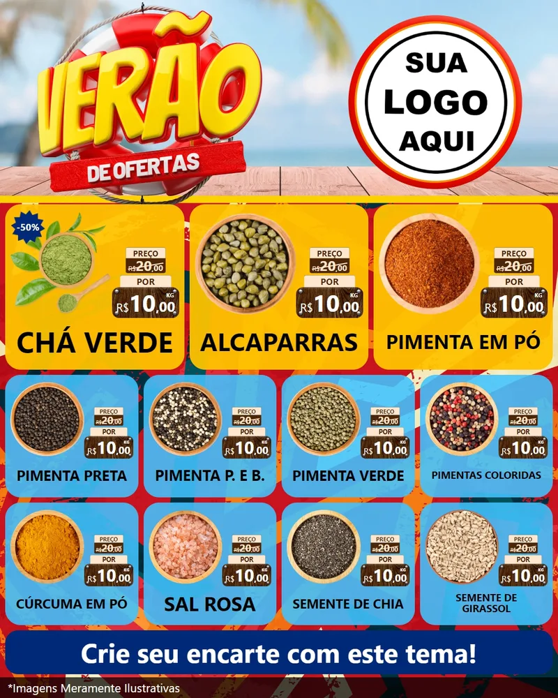 Modelo de Rede Social para Feed Instagram com o tema Verão de Ofertas para Produtos Naturais