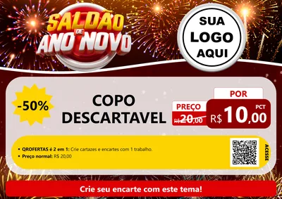 Modelo de Cartaz para Cartaz A4 Horizontal com o tema Saldão de Ano Novo para Embalagens