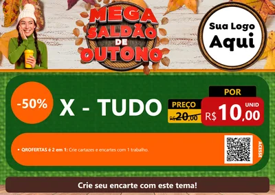 Modelo de Cartaz para Cartaz A4 Horizontal com o tema Mega Saldão de Outono para Hamburgueria
