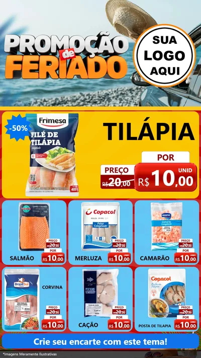 Modelo de Rede Social para Stories com o tema Promoção de Feriado para Peixaria