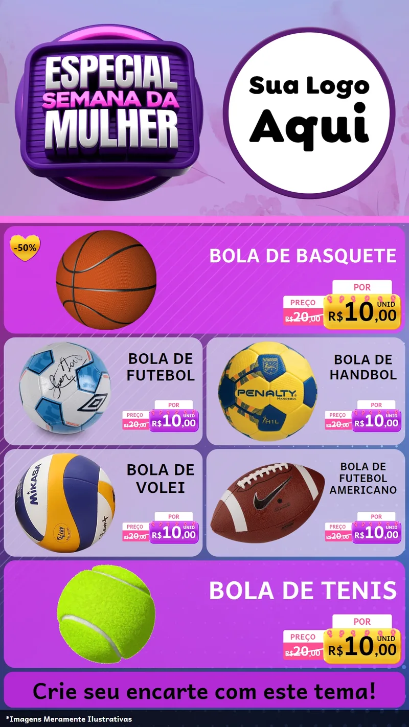 Modelo de TV para TV Vertical com o tema Especial Semana da Mulher para Artigos Esportivos