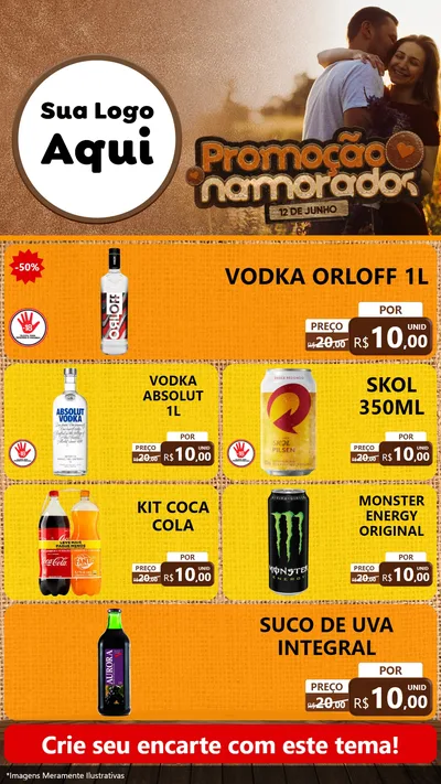 Modelo de TV para TV Vertical com o tema Promoção Namorados para Distribuidora de bebidas