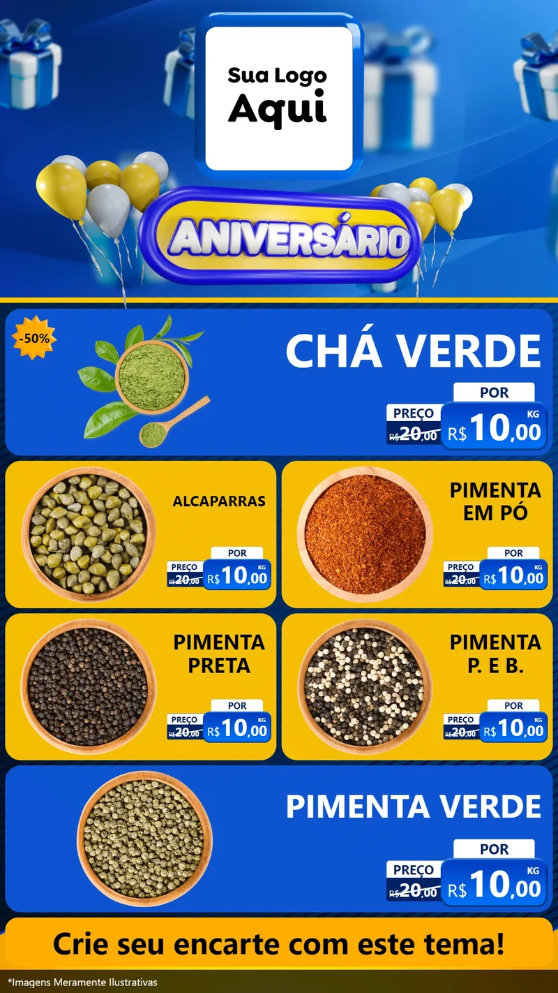 Modelo de TV para TV Vertical com o tema Aniversário para Produtos Naturais