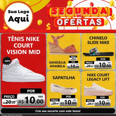 Modelo de Rede Social para Feed Facebook com o tema Segunda de Ofertas para Calçados