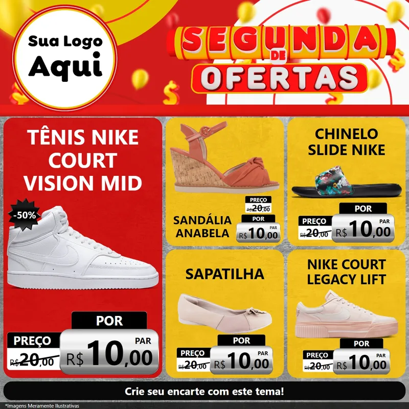 Modelo de Rede Social para Feed Facebook com o tema Segunda de Ofertas para Calçados