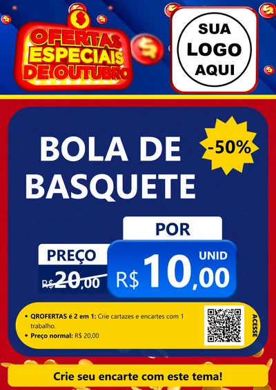 Modelo de Cartaz para Cartaz A4 Vertical com o tema Ofertas Especiais de Outubro para Artigos Esportivos