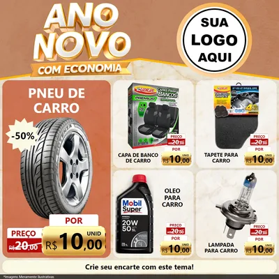 Modelo de Rede Social para Feed Facebook com o tema Ano Novo Com Economia para Auto peças