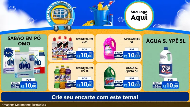 Modelo de TV para TV Horizontal com o tema Semana Da Limpeza para Produtos de Limpeza