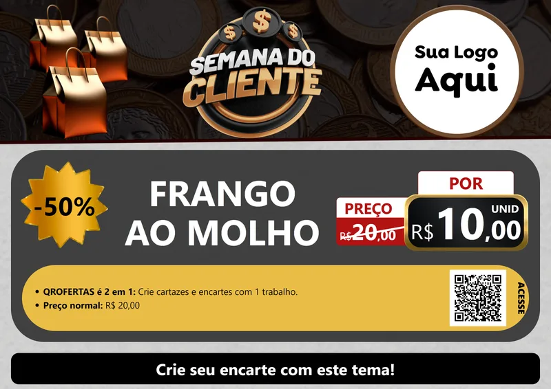 Modelo de Cartaz para Cartaz A4 Horizontal com o tema Semana do Cliente para Restaurante