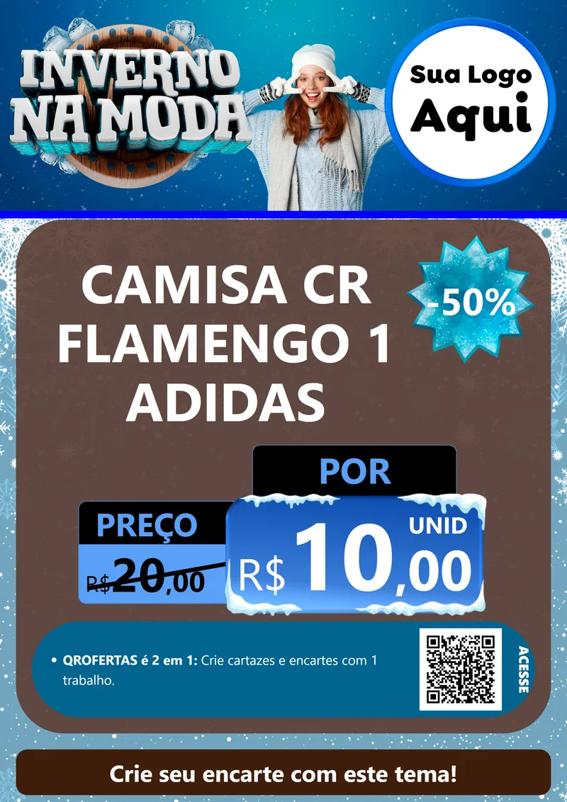 Modelo de Cartaz para Cartaz A4 Vertical com o tema Inverno na Moda para Roupas e acessórios