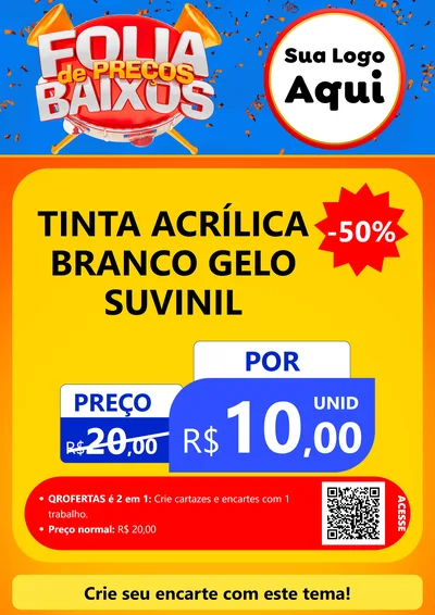 Modelo de Cartaz para Cartaz A4 Vertical com o tema Folia de Preços Baixos para Tintas e Ferramentas